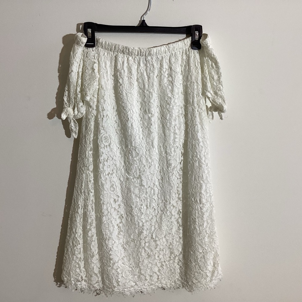 White Lace Off-the-Shoulder Dress